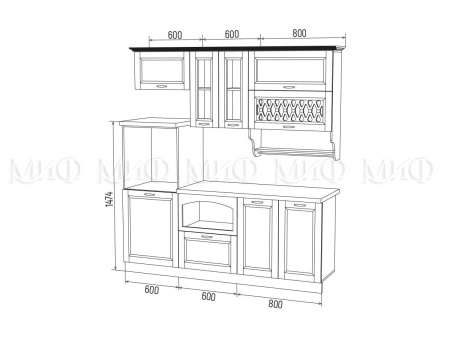Кухонный Гарнитур  Милан NEW МДФ 2000 мм/Разные Цвета