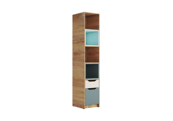 Стеллаж Rich СЖ-001 дуб крафт золотой / мята / сумеречный голубой