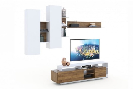 Стенка Нева-2 Дуб Крафт Золотой/Белый